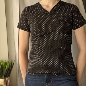 3/$30 Black and White Dot Scrub Top